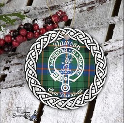 Dawson Scottish Clan Crest and Celtic Tartan Ceramic Ornament Plaid Christmas Ornament Gifts
