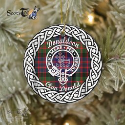 Donaldson Scottish Clan Crest and Celtic Tartan Ceramic Ornament Plaid Christmas Ornament Gifts