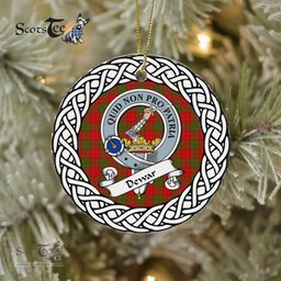 Dewar Scottish Clan Crest and Celtic Tartan Ceramic Ornament Plaid Christmas Ornament Gifts