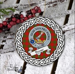 Dewar Scottish Clan Crest and Celtic Tartan Ceramic Ornament Plaid Christmas Ornament Gifts