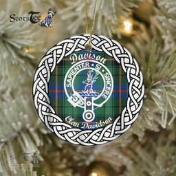 Davison Scottish Clan Crest and Celtic Tartan Ceramic Ornament Plaid Christmas Ornament Gifts