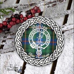 Davison Scottish Clan Crest and Celtic Tartan Ceramic Ornament Plaid Christmas Ornament Gifts