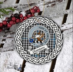 Gladstone Scottish Clan Crest and Celtic Tartan Ceramic Ornament Plaid Christmas Ornament Gifts