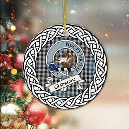 Gladstone Scottish Clan Crest and Celtic Tartan Ceramic Ornament Plaid Christmas Ornament Gifts