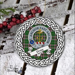 Gray Scottish Clan Crest and Celtic Tartan Ceramic Ornament Plaid Christmas Ornament Gifts