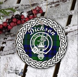 Dickson Scottish Clan Crest and Celtic Tartan Ceramic Ornament Plaid Christmas Ornament Gifts