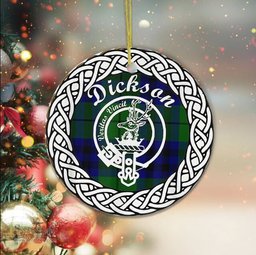 Dickson Scottish Clan Crest and Celtic Tartan Ceramic Ornament Plaid Christmas Ornament Gifts