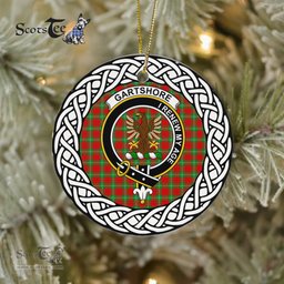 Gartshore Scottish Clan Crest and Celtic Tartan Ceramic Ornament Plaid Christmas Ornament Gifts