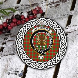Gartshore Scottish Clan Crest and Celtic Tartan Ceramic Ornament Plaid Christmas Ornament Gifts