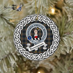 Dennistoun Scottish Clan Crest and Celtic Tartan Ceramic Ornament Plaid Christmas Ornament Gifts