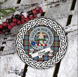 Glass Scottish Clan Crest and Celtic Tartan Ceramic Ornament Plaid Christmas Ornament Gifts