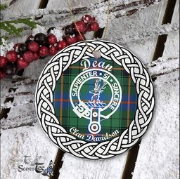 Dean Scottish Clan Crest and Celtic Tartan Ceramic Ornament Plaid Christmas Ornament Gifts