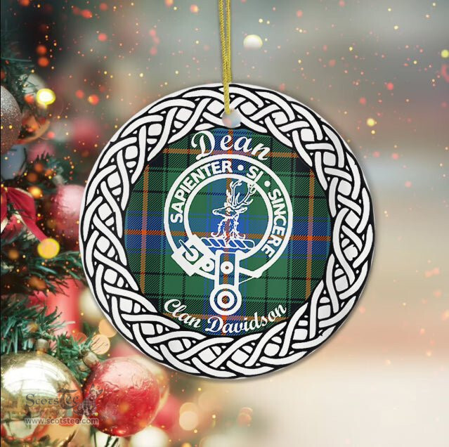 Dean Scottish Clan Crest and Celtic Tartan Ceramic Ornament Plaid Christmas Ornament Gifts