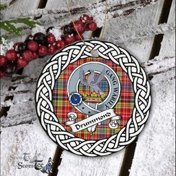 Drummond Scottish Clan Crest and Celtic Tartan Ceramic Ornament Plaid Christmas Ornament Gifts