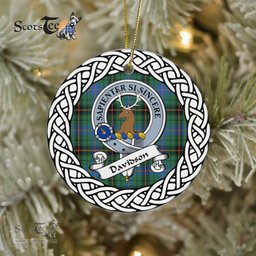 Davidson Scottish Clan Crest and Celtic Tartan Ceramic Ornament Plaid Christmas Ornament Gifts