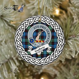 Guthrie Scottish Clan Crest and Celtic Tartan Ceramic Ornament Plaid Christmas Ornament Gifts