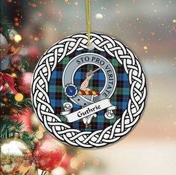 Guthrie Scottish Clan Crest and Celtic Tartan Ceramic Ornament Plaid Christmas Ornament Gifts