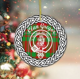 Gregor Scottish Clan Crest and Celtic Tartan Ceramic Ornament Plaid Christmas Ornament Gifts