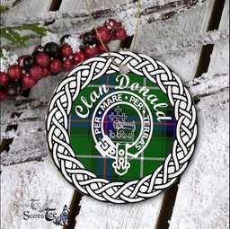 Donald Scottish Clan Crest and Celtic Tartan Ceramic Ornament Plaid Christmas Ornament Gifts