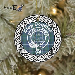 Douglas Scottish Clan Crest and Celtic Tartan Ceramic Ornament Plaid Christmas Ornament Gifts