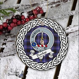Dunlop Scottish Clan Crest and Celtic Tartan Ceramic Ornament Plaid Christmas Ornament Gifts