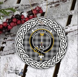 Glendinning Scottish Clan Crest and Celtic Tartan Ceramic Ornament Plaid Christmas Ornament Gifts