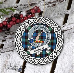 Guthrie Scottish Clan Crest and Celtic Tartan Ceramic Ornament Plaid Christmas Ornament Gifts