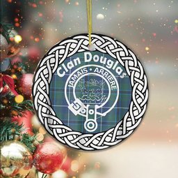 Douglas Scottish Clan Crest and Celtic Tartan Ceramic Ornament Plaid Christmas Ornament Gifts