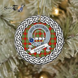 Grierson Scottish Clan Crest and Celtic Tartan Ceramic Ornament Plaid Christmas Ornament Gifts