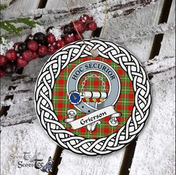 Grierson Scottish Clan Crest and Celtic Tartan Ceramic Ornament Plaid Christmas Ornament Gifts