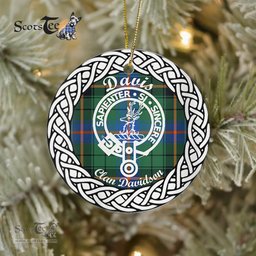 Davis Scottish Clan Crest and Celtic Tartan Ceramic Ornament Plaid Christmas Ornament Gifts