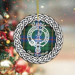 Davis Scottish Clan Crest and Celtic Tartan Ceramic Ornament Plaid Christmas Ornament Gifts