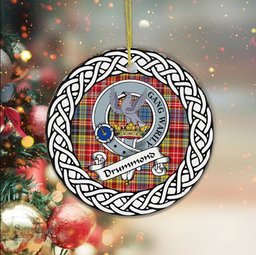 Drummond Scottish Clan Crest and Celtic Tartan Ceramic Ornament Plaid Christmas Ornament Gifts