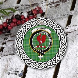 Currie Scottish Clan Crest and Celtic Tartan Ceramic Ornament Plaid Christmas Ornament Gifts