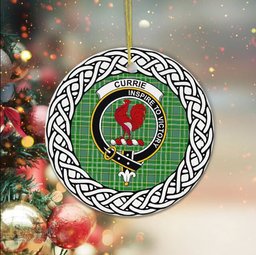 Currie Scottish Clan Crest and Celtic Tartan Ceramic Ornament Plaid Christmas Ornament Gifts