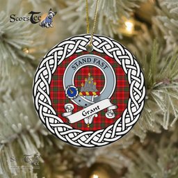 Grant Scottish Clan Crest and Celtic Tartan Ceramic Ornament Plaid Christmas Ornament Gifts