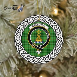 Galloway Scottish Clan Crest and Celtic Tartan Ceramic Ornament Plaid Christmas Ornament Gifts