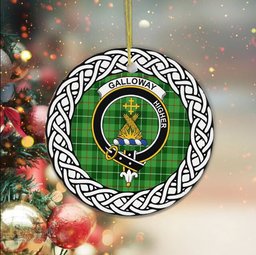 Galloway Scottish Clan Crest and Celtic Tartan Ceramic Ornament Plaid Christmas Ornament Gifts