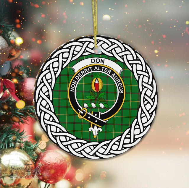 Don Scottish Clan Crest and Celtic Tartan Ceramic Ornament Plaid Christmas Ornament Gifts