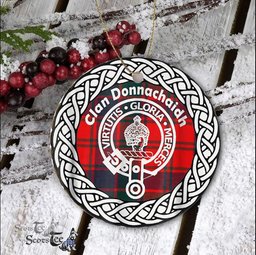 Donnachaidh Scottish Clan Crest and Celtic Tartan Ceramic Ornament Plaid Christmas Ornament Gifts
