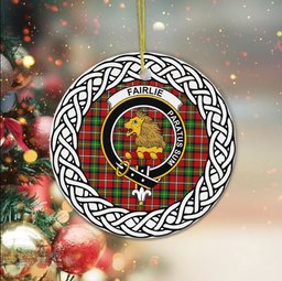 Fairlie Scottish Clan Crest and Celtic Tartan Ceramic Ornament Plaid Christmas Ornament Gifts