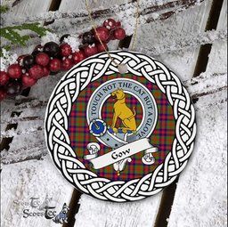 Gow Scottish Clan Crest and Celtic Tartan Ceramic Ornament Plaid Christmas Ornament Gifts