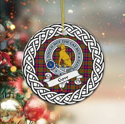 Gow Scottish Clan Crest and Celtic Tartan Ceramic Ornament Plaid Christmas Ornament Gifts