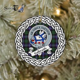 Galbraith Scottish Clan Crest and Celtic Tartan Ceramic Ornament Plaid Christmas Ornament Gifts