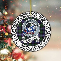 Galbraith Scottish Clan Crest and Celtic Tartan Ceramic Ornament Plaid Christmas Ornament Gifts