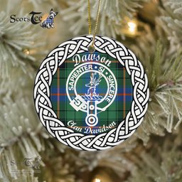 Dawson Scottish Clan Crest and Celtic Tartan Ceramic Ornament Plaid Christmas Ornament Gifts