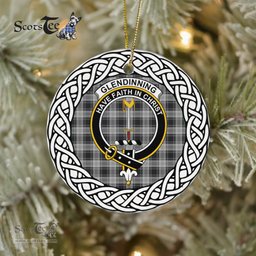 Glendinning Scottish Clan Crest and Celtic Tartan Ceramic Ornament Plaid Christmas Ornament Gifts