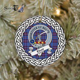 Eliot Scottish Clan Crest and Celtic Tartan Ceramic Ornament Plaid Christmas Ornament Gifts
