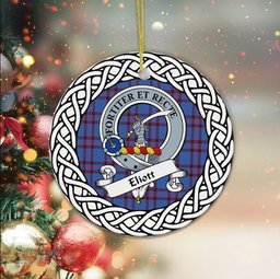 Eliot Scottish Clan Crest and Celtic Tartan Ceramic Ornament Plaid Christmas Ornament Gifts