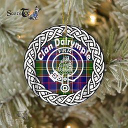 Dalrymple Scottish Clan Crest and Celtic Tartan Ceramic Ornament Plaid Christmas Ornament Gifts